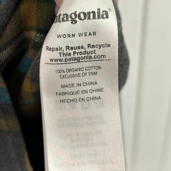 Patagonia Men Long Sleeve Flannel Cotton Fjord Shirt Outdoors Blue Size Large - Picture 6 of 6